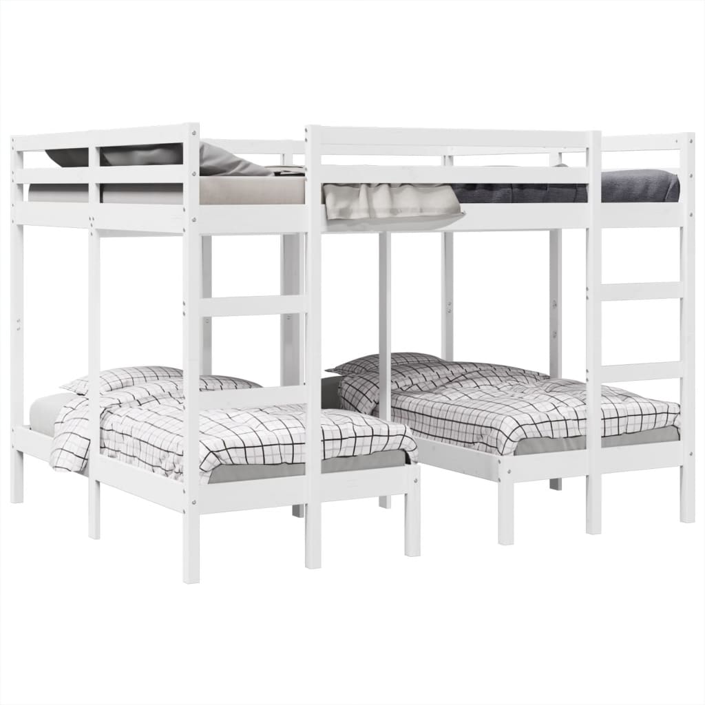 Lit superposé triple blanc 160x200/80x160 cm bois de pin massif - XIOS