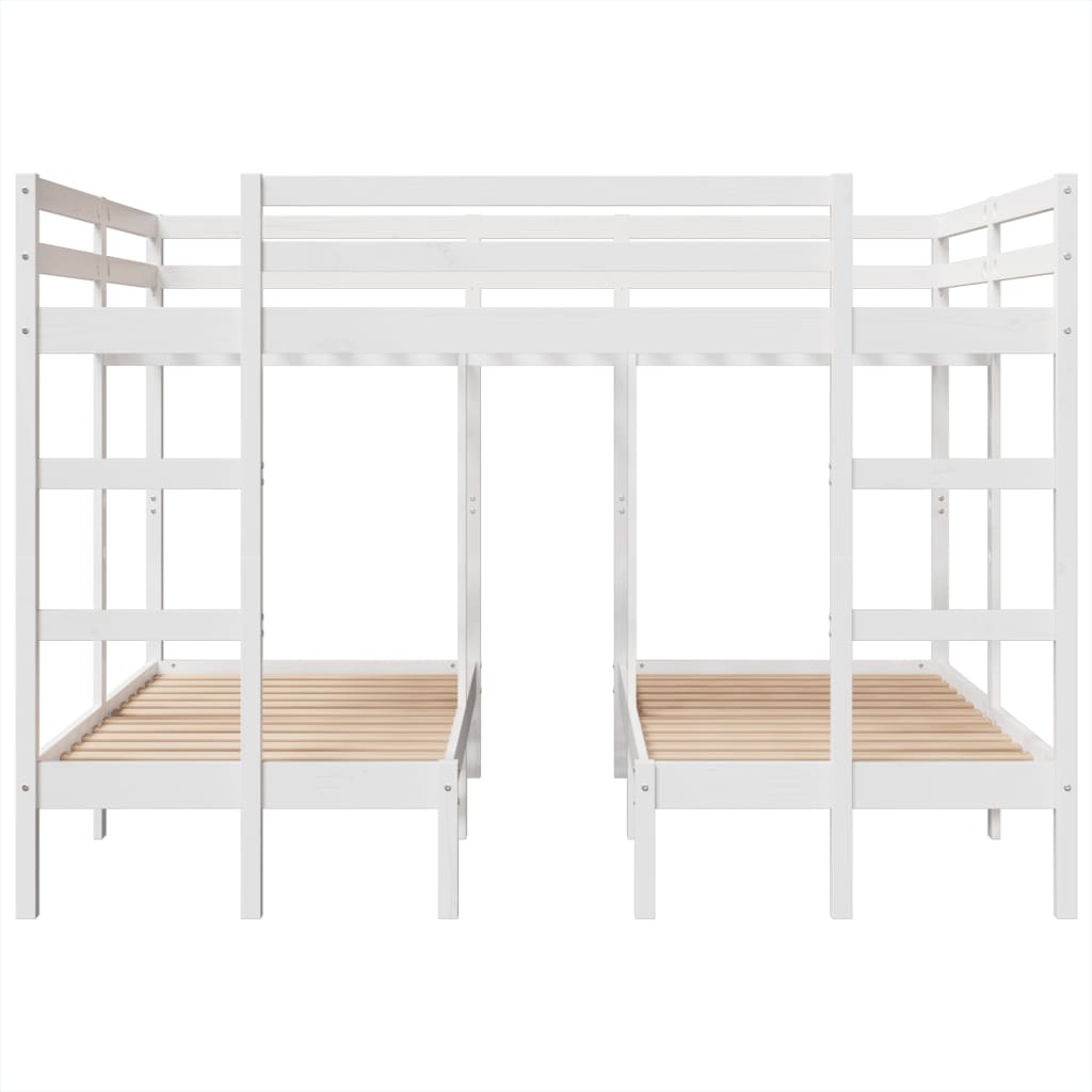 Lit superposé triple blanc 160x200/80x160 cm bois de pin massif - XIOS