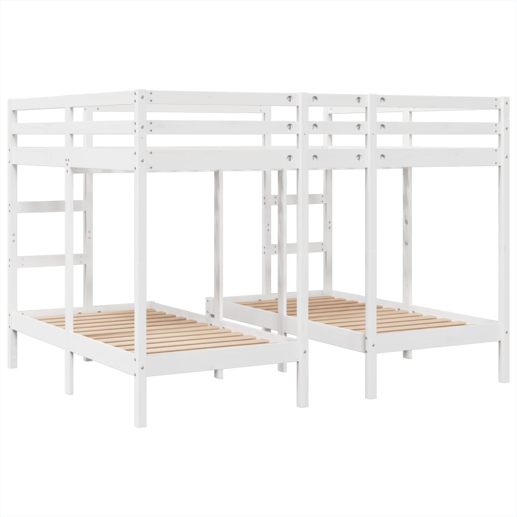 Lit superposé triple blanc 160x200/80x160 cm bois de pin massif - XIOS