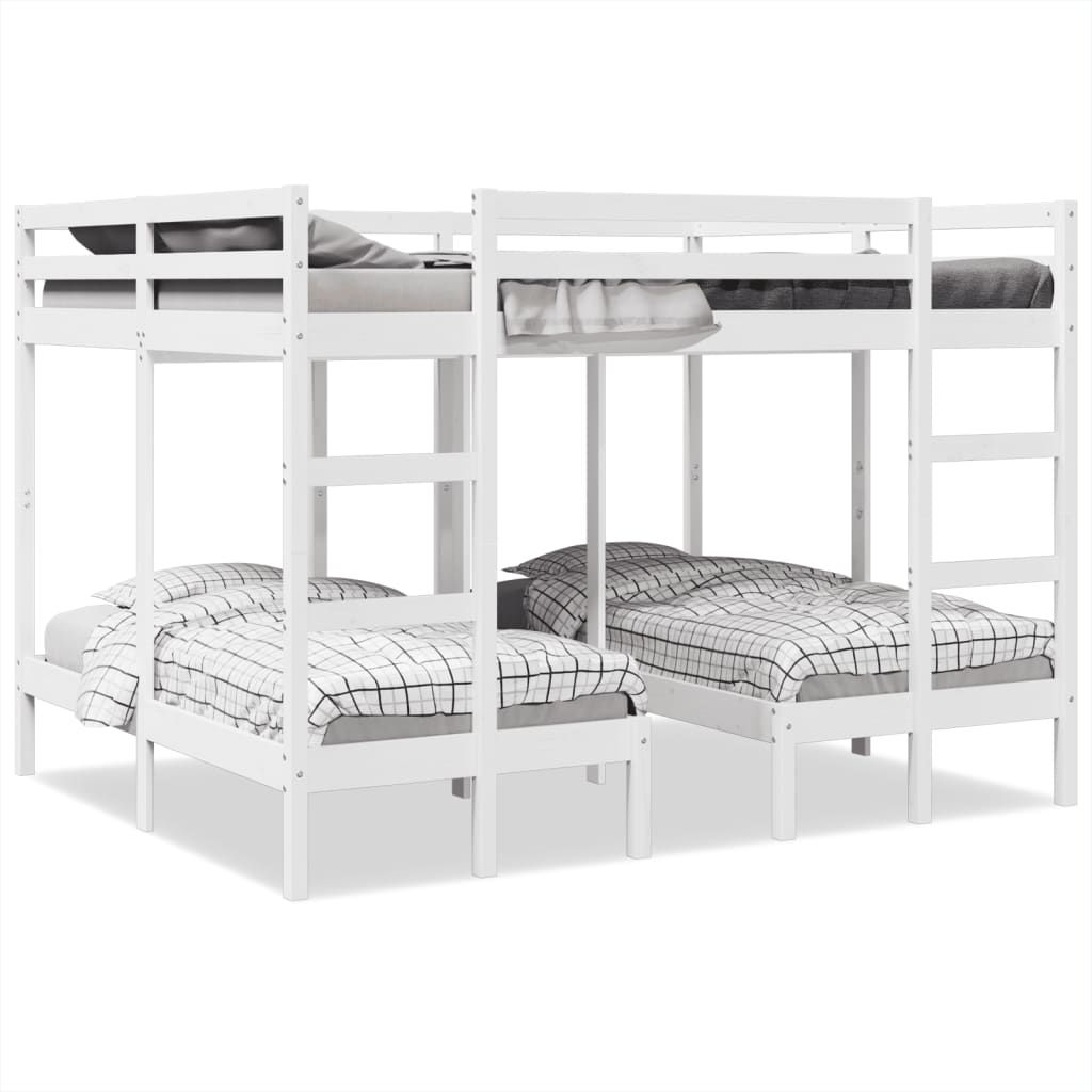 Lit superposé triple blanc 160x200/80x160 cm bois de pin massif - XIOS