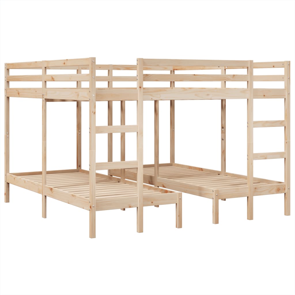 Lit superposé triple 200x200/80x200 cm bois de pin massif - XIOS