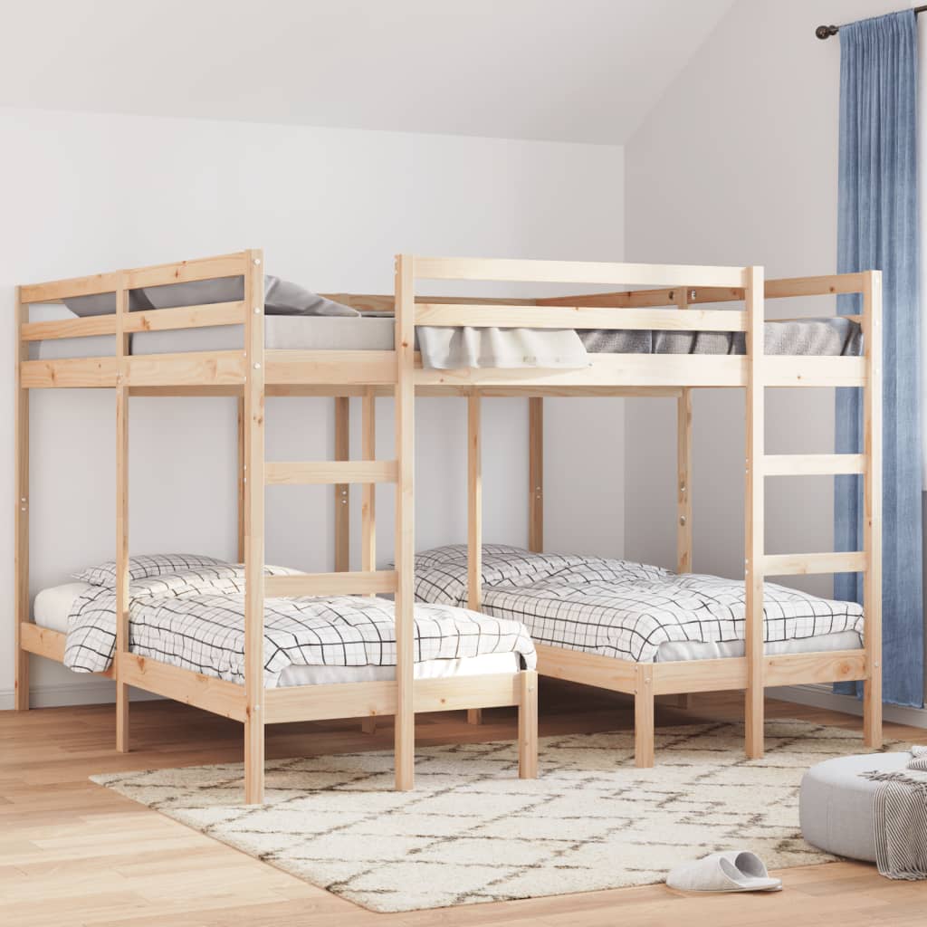 Lit superposé triple 200x200/80x200 cm bois de pin massif - XIOS