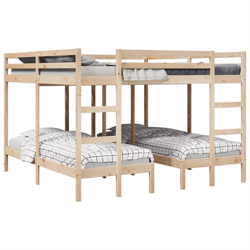 Lit superposé triple 200x200/80x200 cm bois de pin massif - XIOS