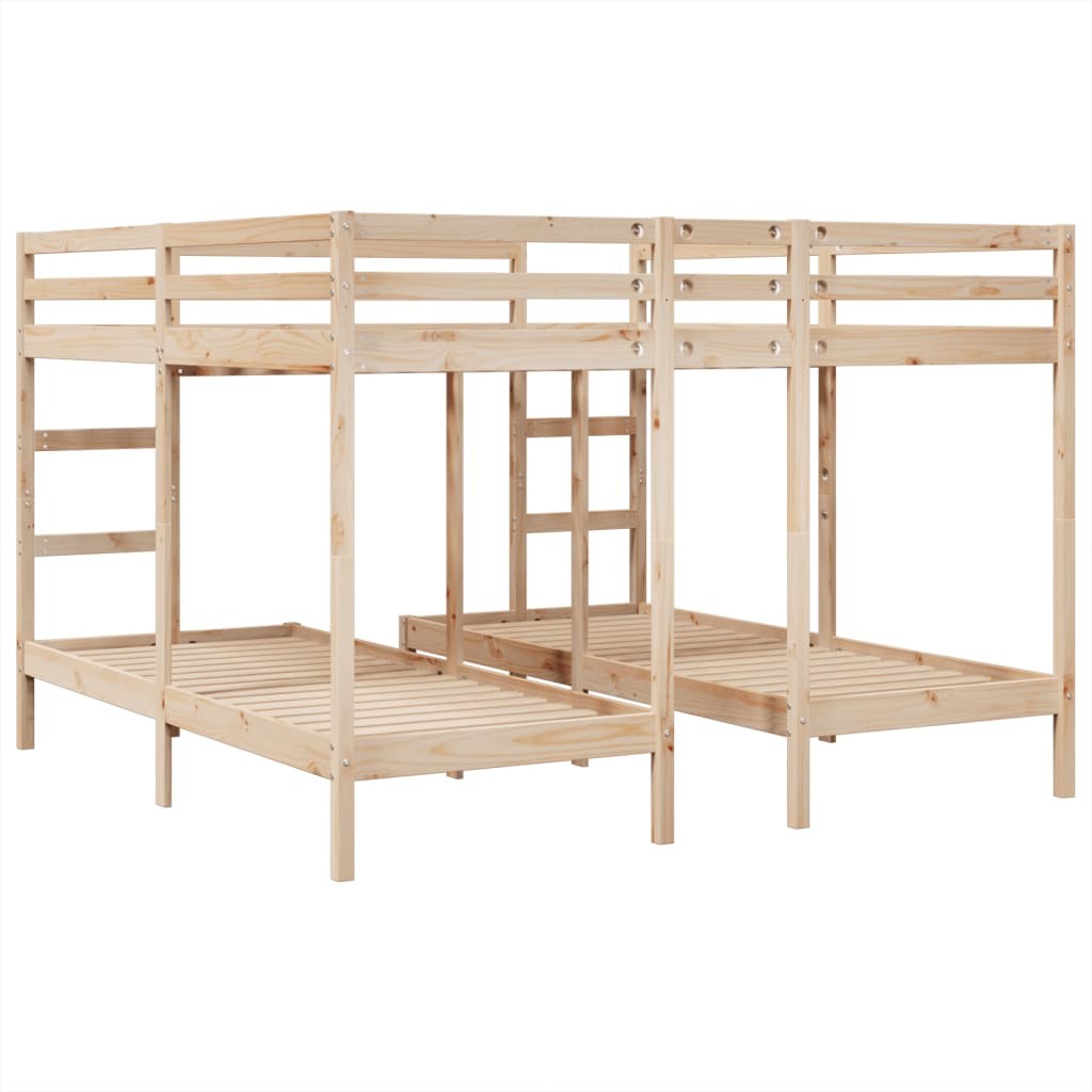 Lit superposé triple 200x200/80x200 cm bois de pin massif - XIOS