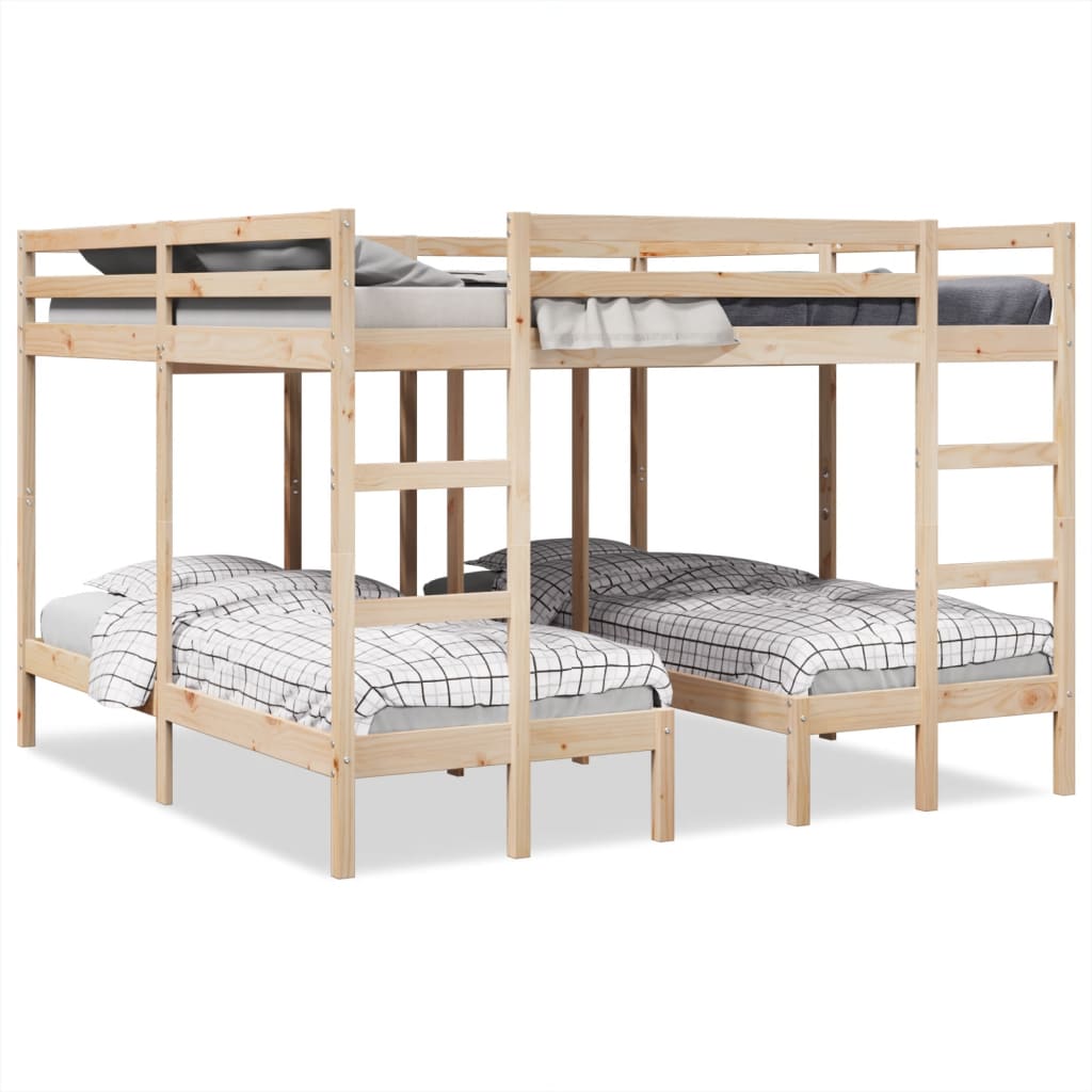 Lit superposé triple 200x200/80x200 cm bois de pin massif - XIOS
