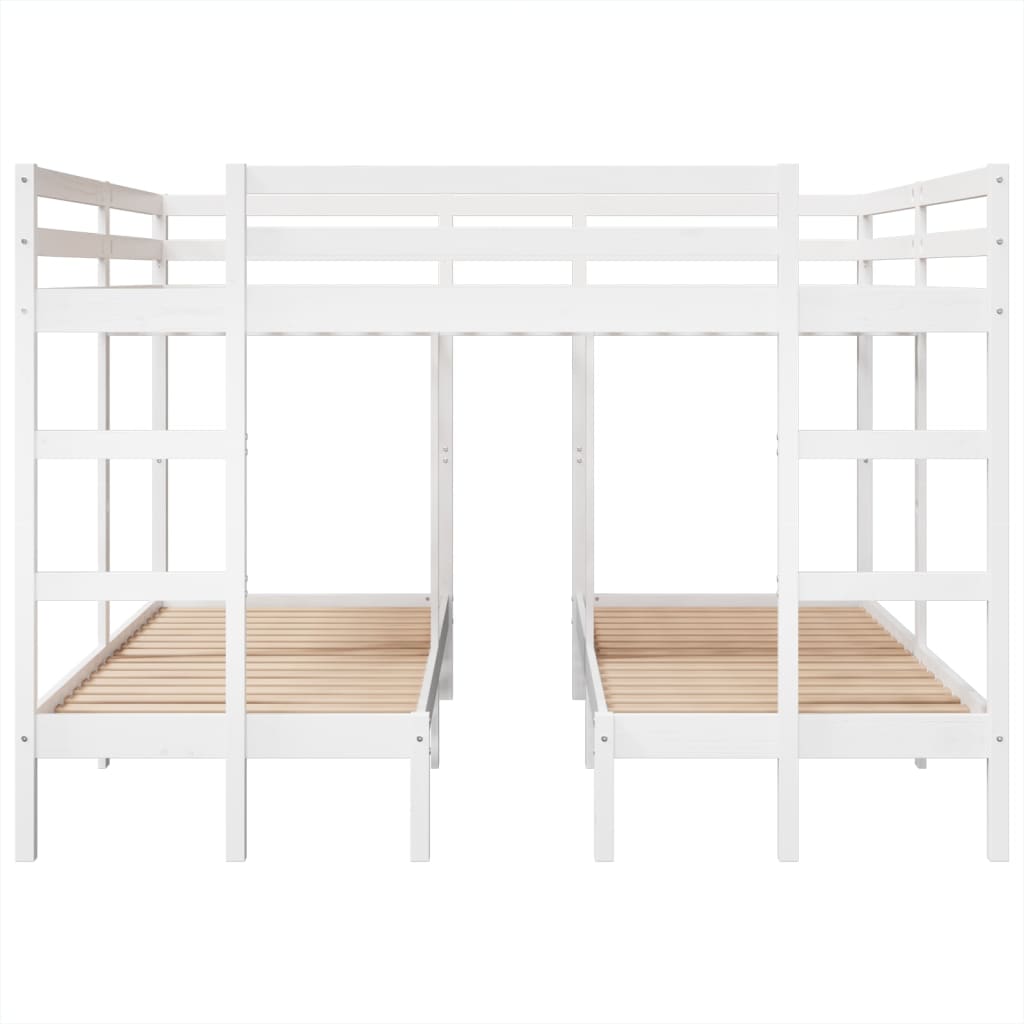 Lit superposé triple blanc 200x200/80x200 cm bois de pin massif - XIOS