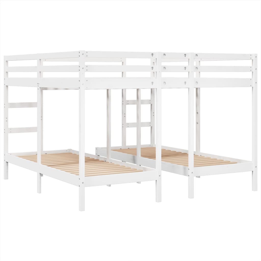 Lit superposé triple blanc 200x200/80x200 cm bois de pin massif - XIOS