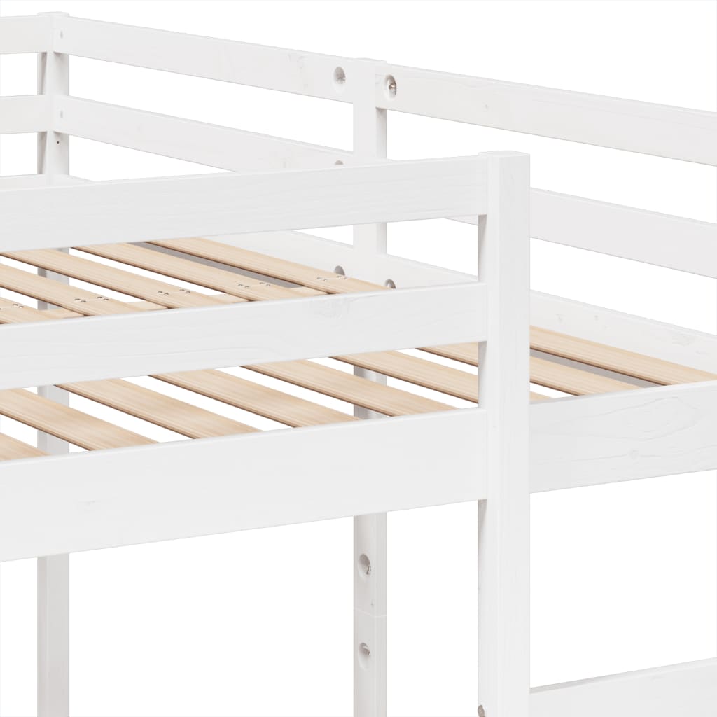 Lit superposé triple blanc 200x200/80x200 cm bois de pin massif - XIOS