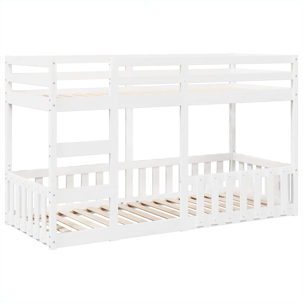 Lit superposé Blanc 90x200 cm Bois de pin massif