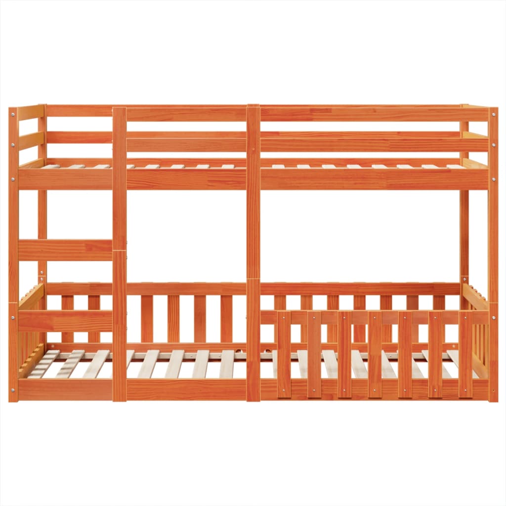Lit superposé cire marron 90x200 cm bois de pin massif - XIOS