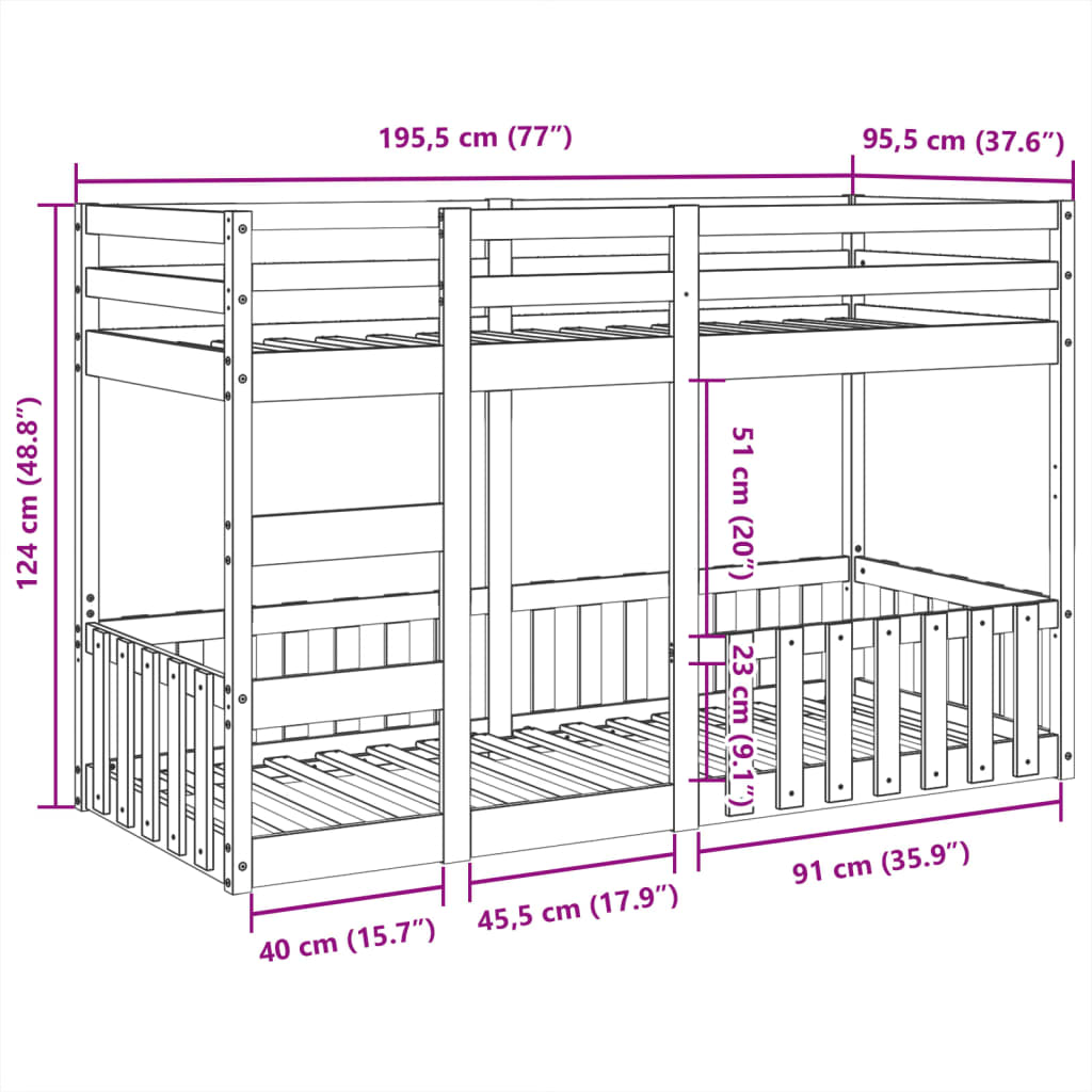 Lit superposé 90x190 cm Bois de pin massif