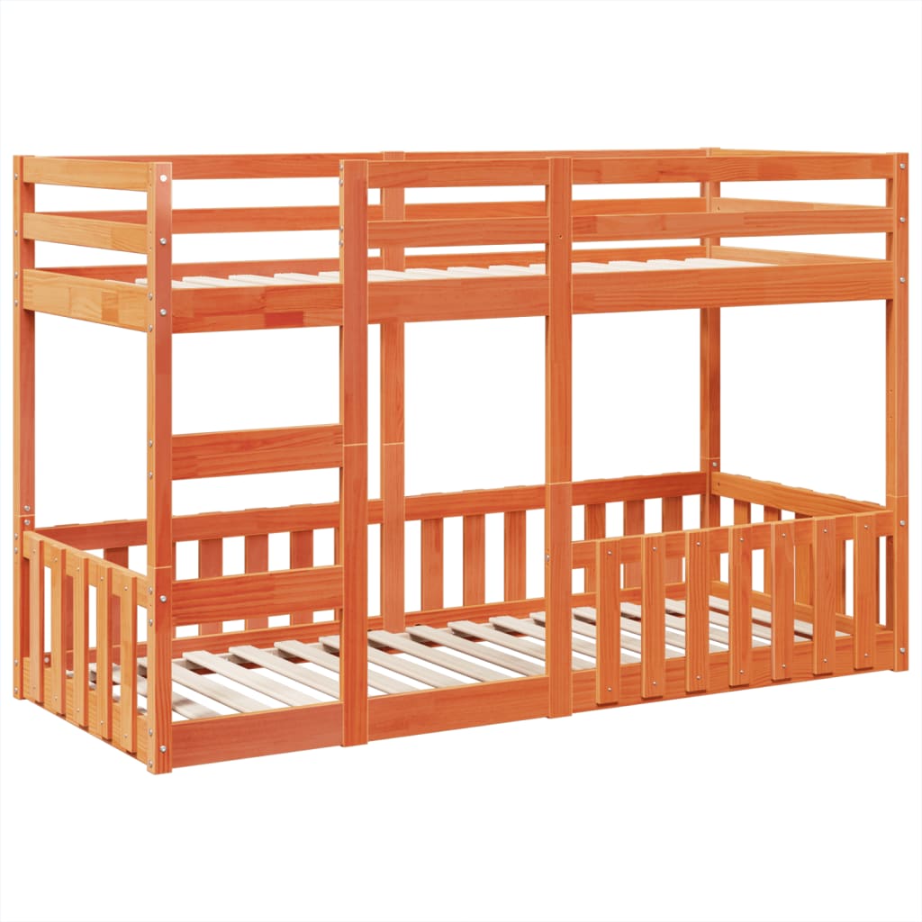 Lit superposé cire marron 75x190 cm bois de pin massif - XIOS