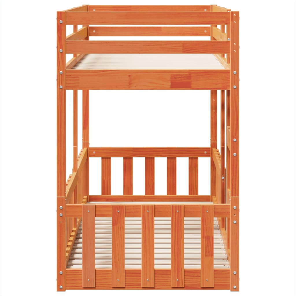 Lit superposé cire marron 75x190 cm bois de pin massif - XIOS