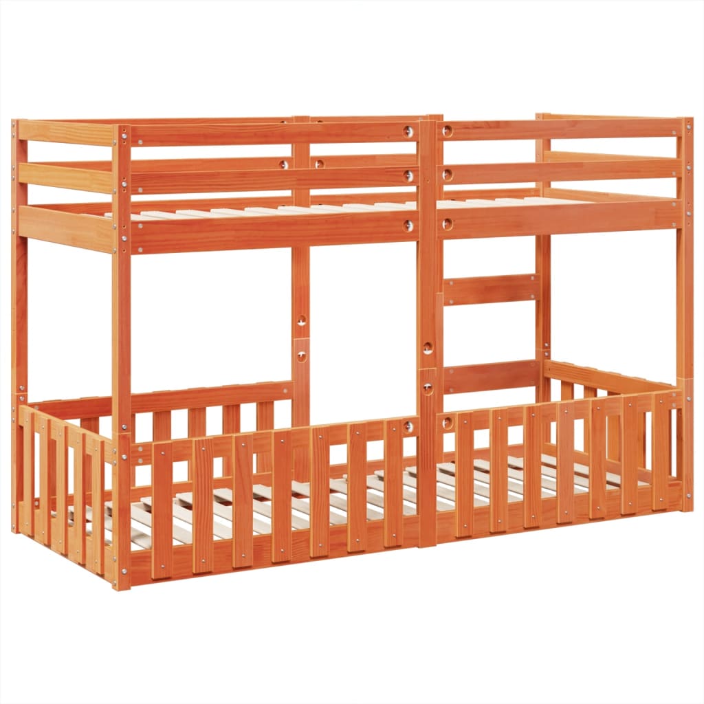 Lit superposé cire marron 75x190 cm bois de pin massif - XIOS