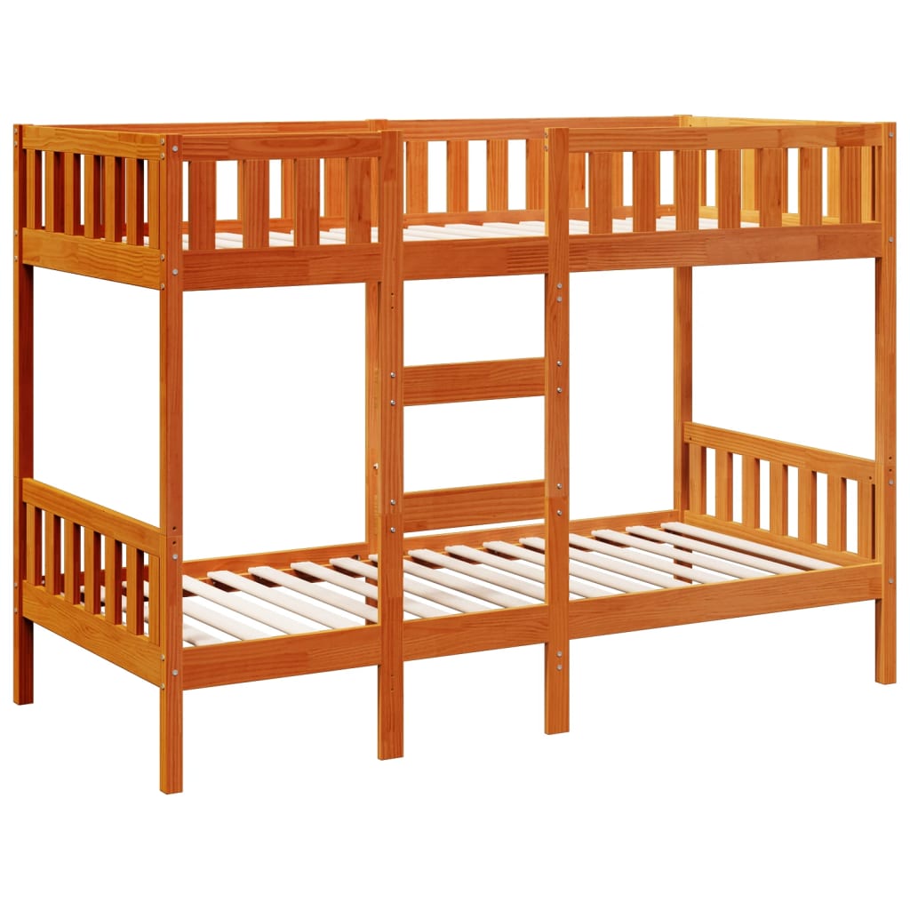 Lit superposé cire marron 90x200 cm bois de pin massif - XIOS