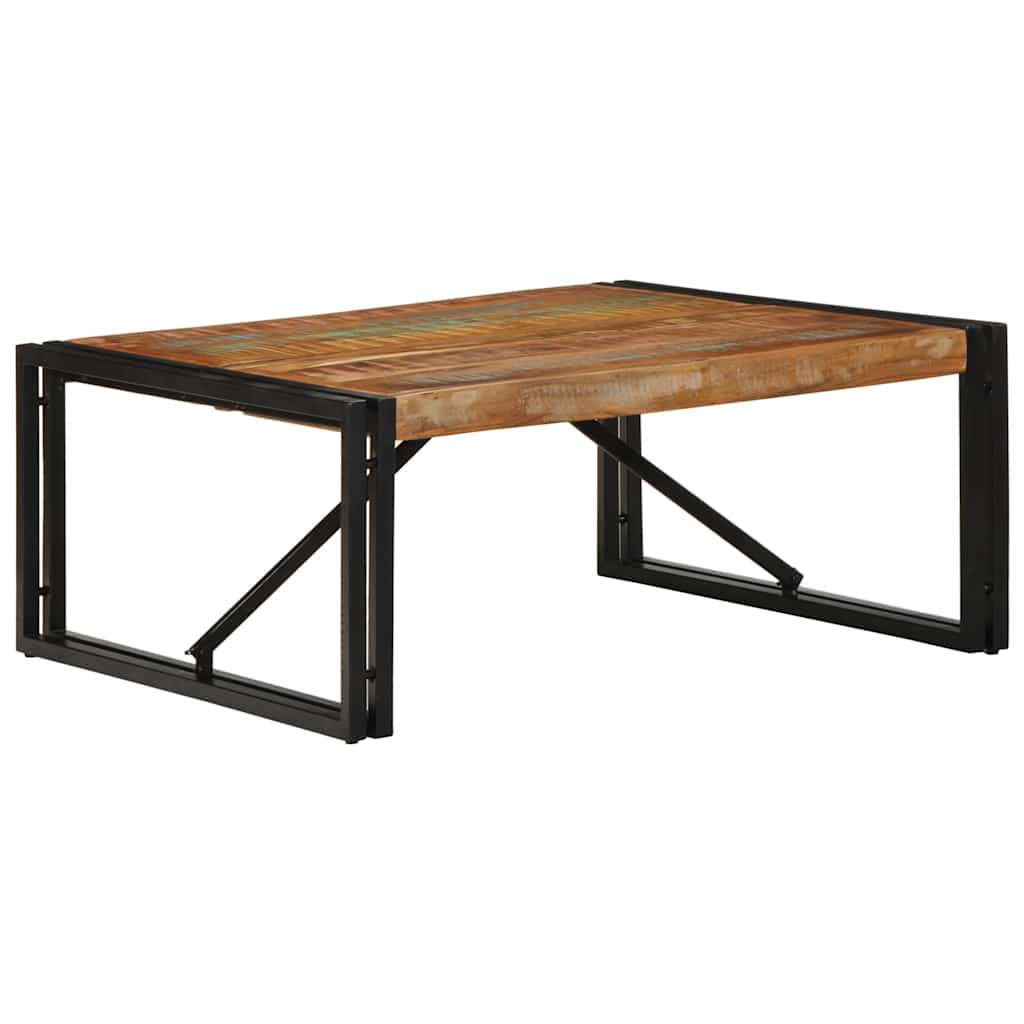 Table basse multicolore 80x80x35 cm bois de récupération massif - XIOS