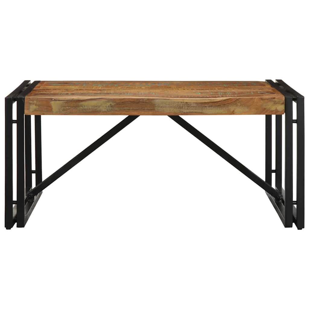 Table basse multicolore 80x80x35 cm bois de récupération massif - XIOS