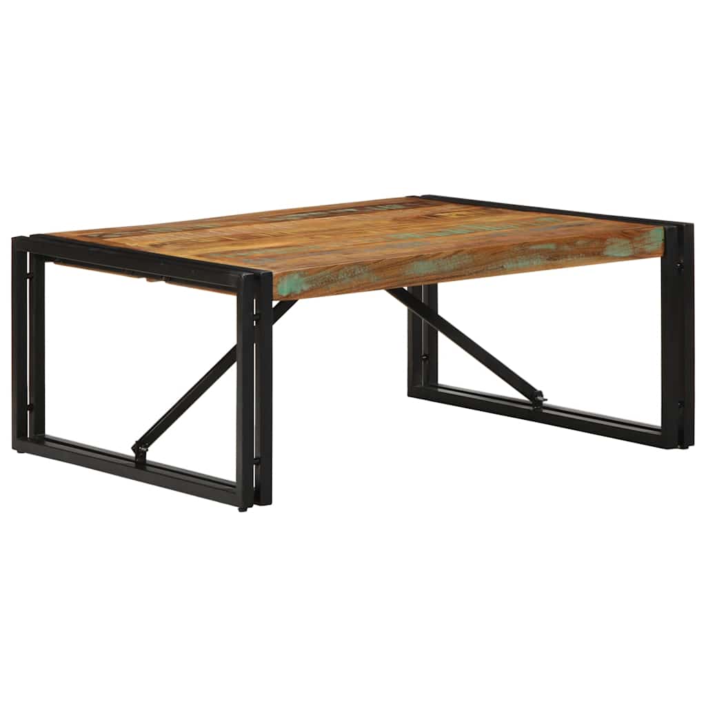 Table basse multicolore 80x80x35 cm bois de récupération massif - XIOS