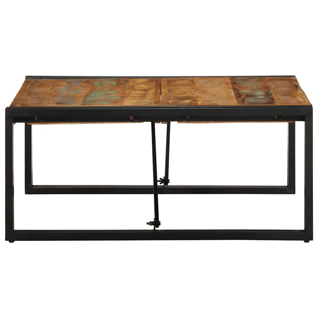 Table basse multicolore 80x80x35 cm bois de récupération massif - XIOS