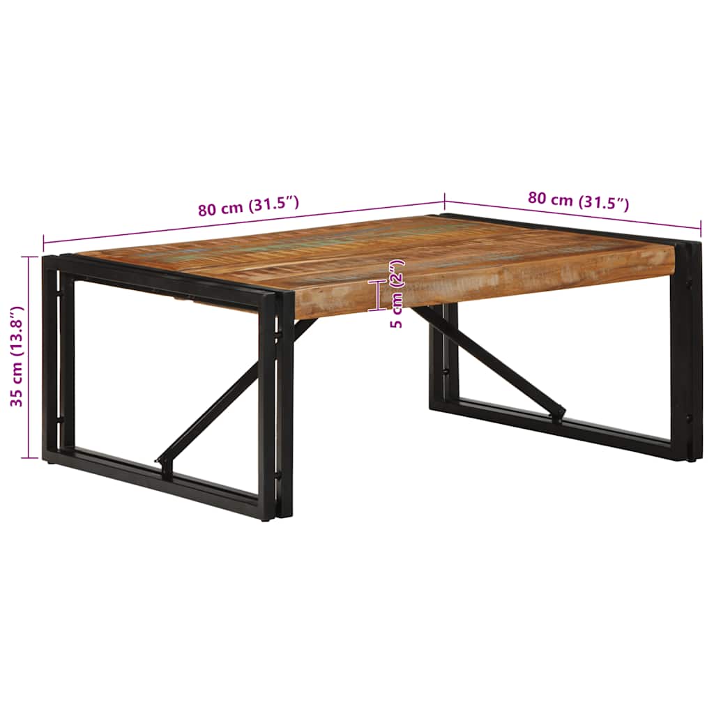Table basse multicolore 80x80x35 cm bois de récupération massif - XIOS