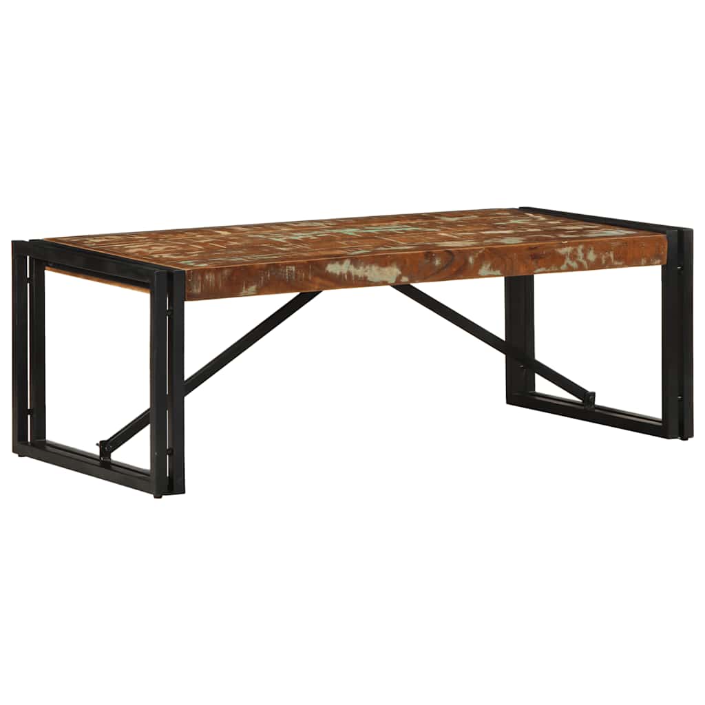 Table basse multicolore 100x50x35cm bois de récupération massif - XIOS