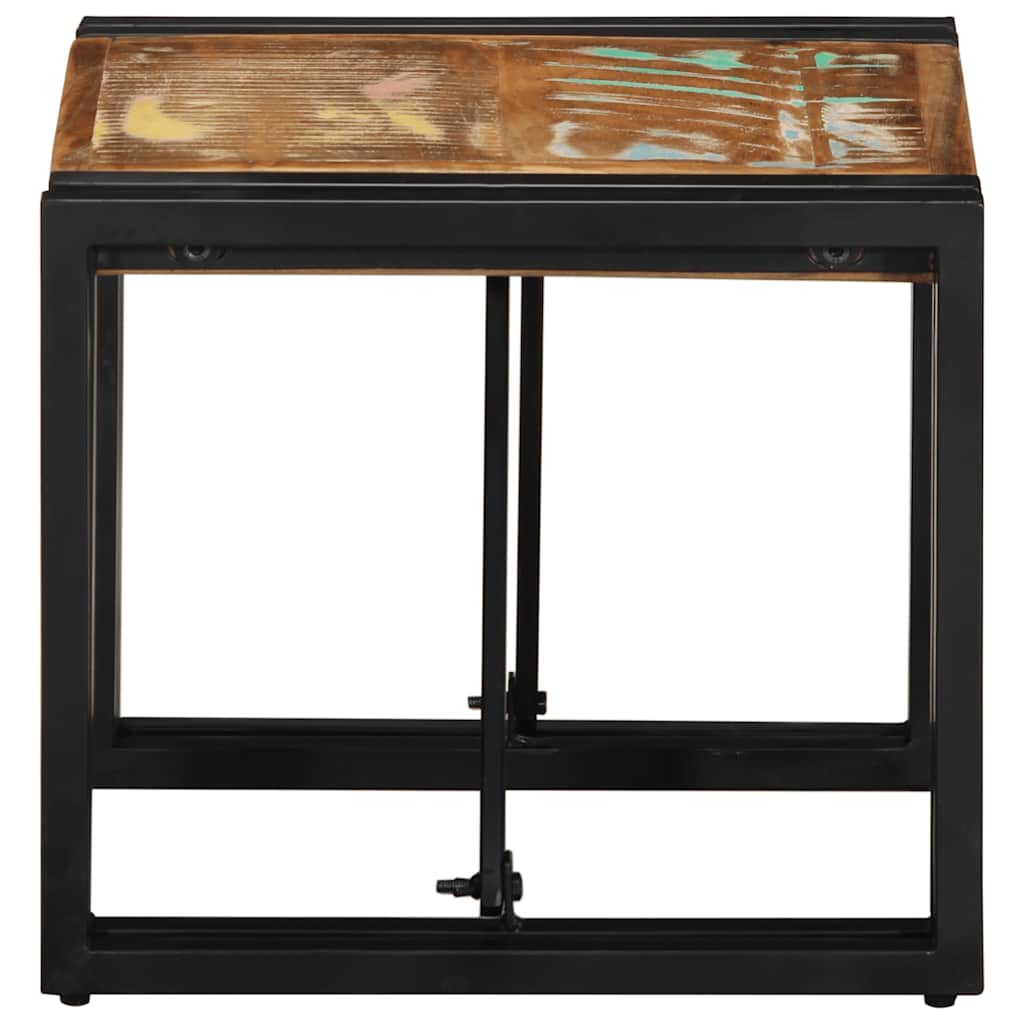 Table basse multicolore 40x40x35 cm bois de récupération massif - XIOS