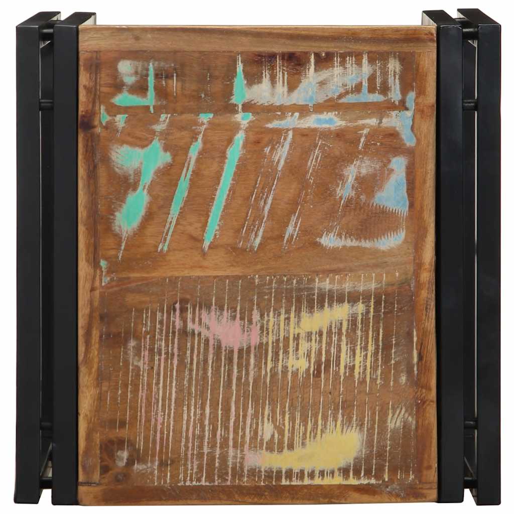 Table basse multicolore 40x40x35 cm bois de récupération massif - XIOS
