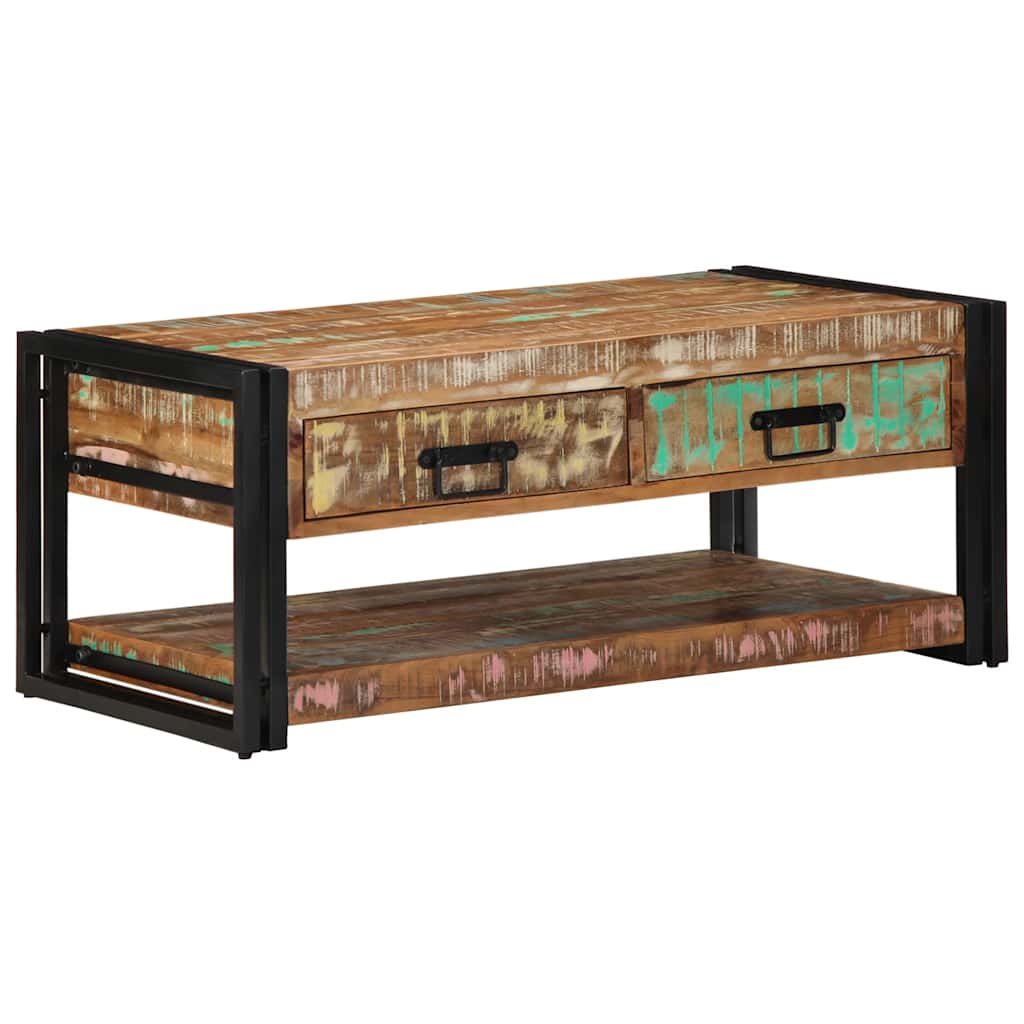 Table basse multicolore 90x50x38 cm bois de récupération massif - XIOS