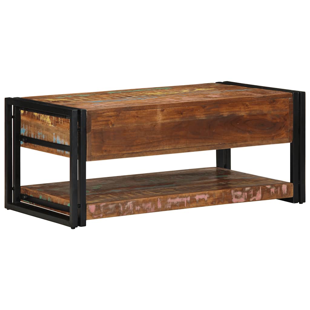 Table basse multicolore 90x50x38 cm bois de récupération massif - XIOS