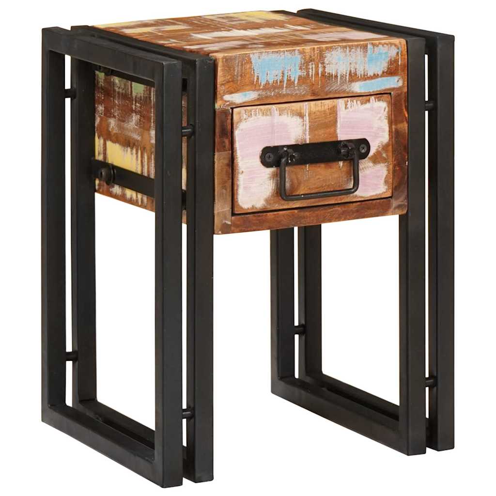 Table d'appoint 30 x 30 x 40 cm Bois recyclé massif et métal - XIOS