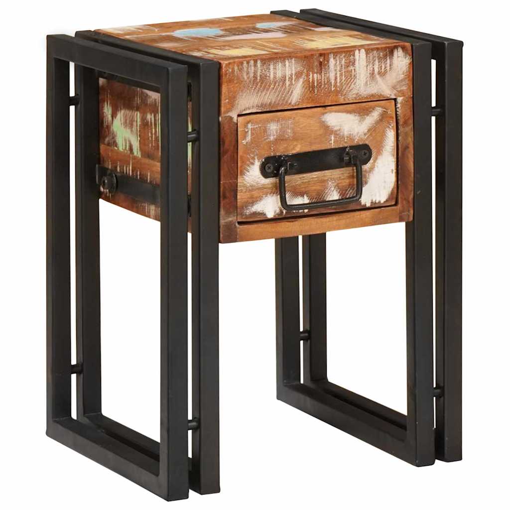 Table d'appoint 30 x 30 x 40 cm Bois recyclé massif et métal - XIOS