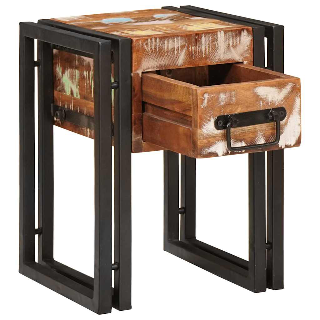 Table d'appoint 30 x 30 x 40 cm Bois recyclé massif et métal - XIOS