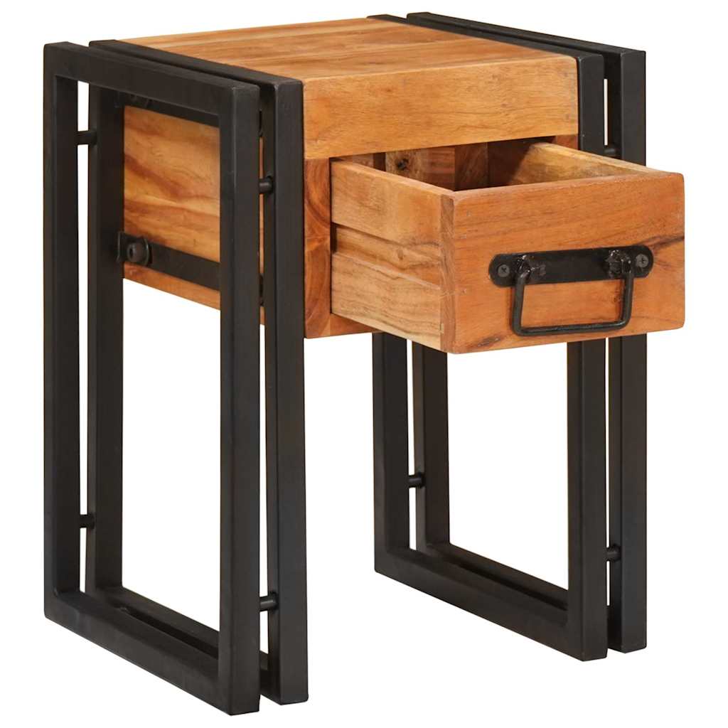 Table d'appoint 30 x 30 x 40 cm Bois d'acacia massif et métal - XIOS