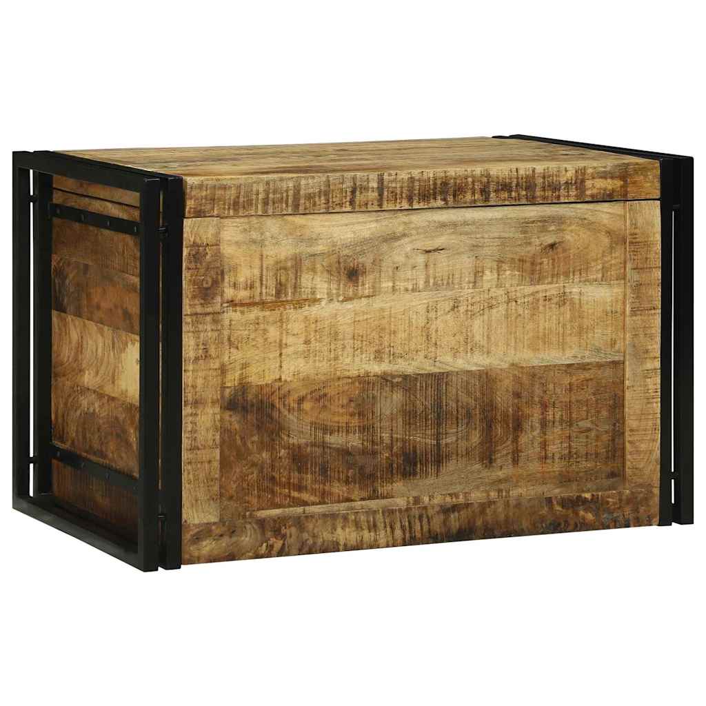 Boîte de Rangement 80 x 50 x 50 cm Bois de mangue brut et métal - XIOS