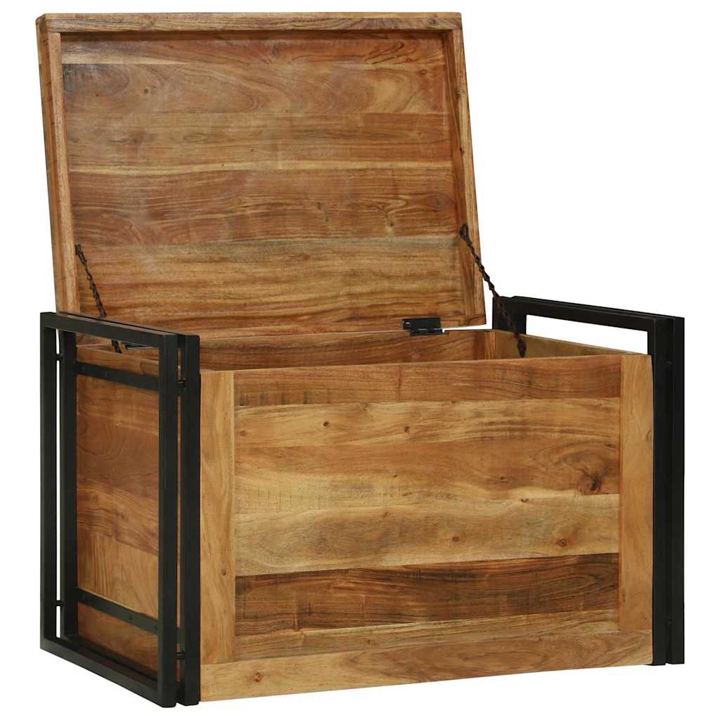 Boîte de Rangement Marron et noir 80 x 50 x 50 cm Bois d'acacia - XIOS
