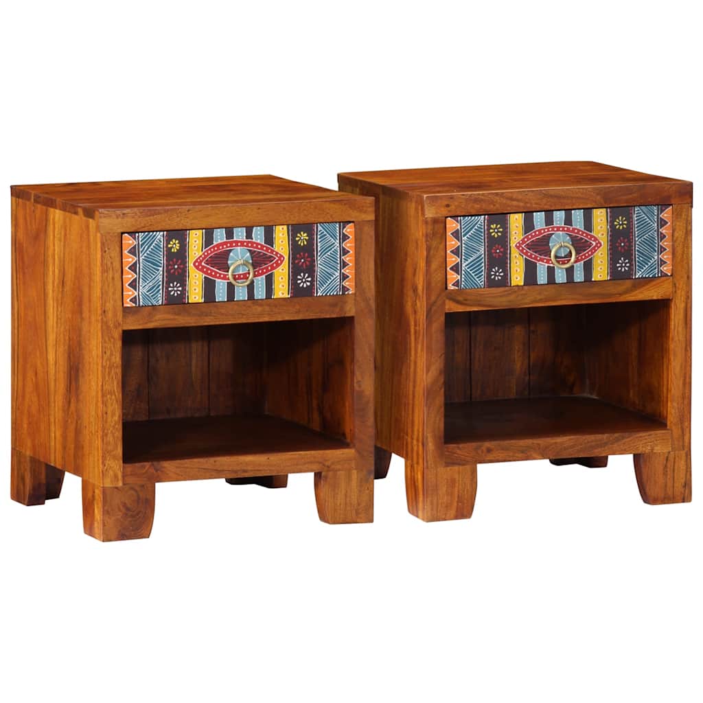Table de chevet 2 pcs 40x35x45 cm bois d'acacia massif - XIOS