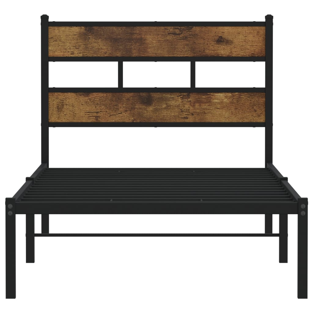Cadre de lit en métal sans matelas chêne fumé 100x190 cm - XIOS