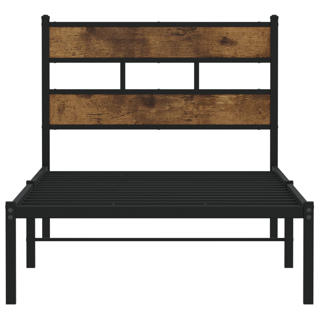 Cadre de lit en métal sans matelas chêne fumé 100x200 cm - XIOS