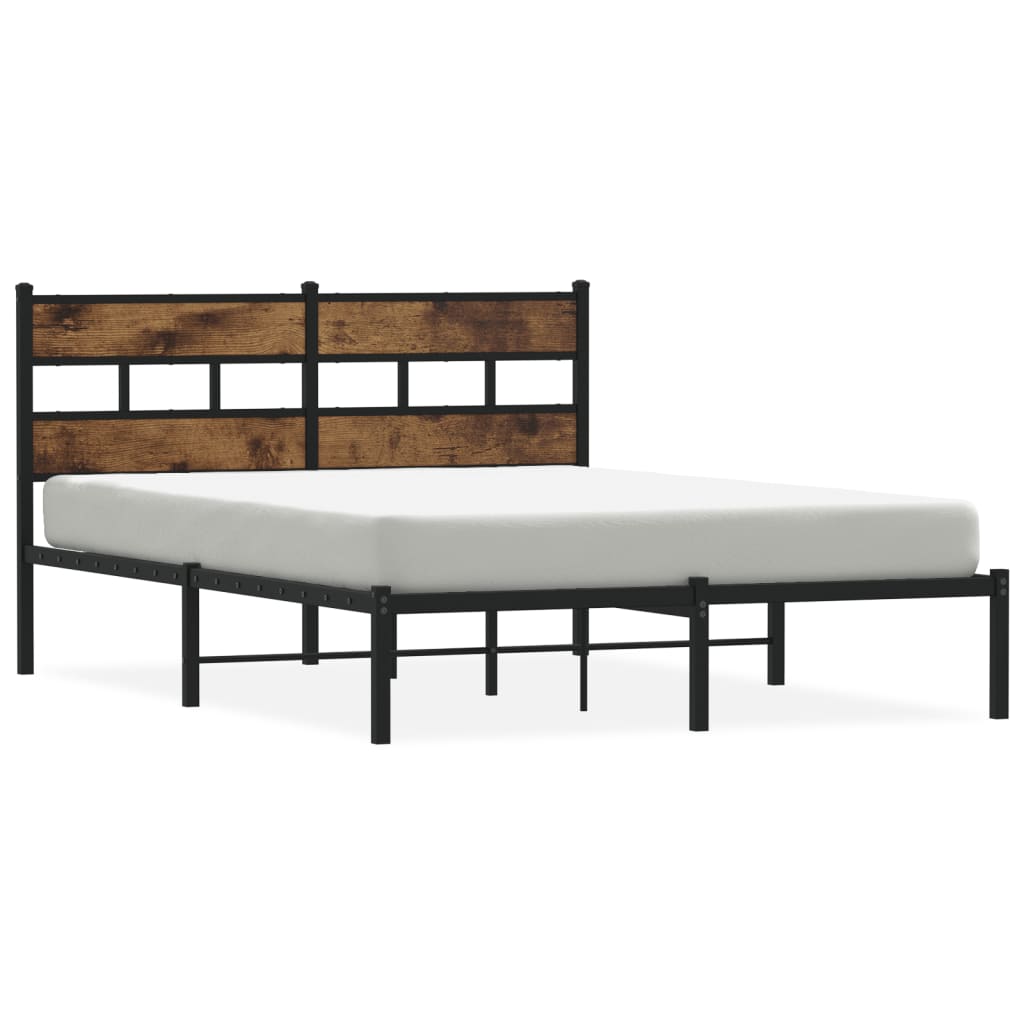 Cadre de lit en métal sans matelas chêne fumé 140x200 cm - XIOS