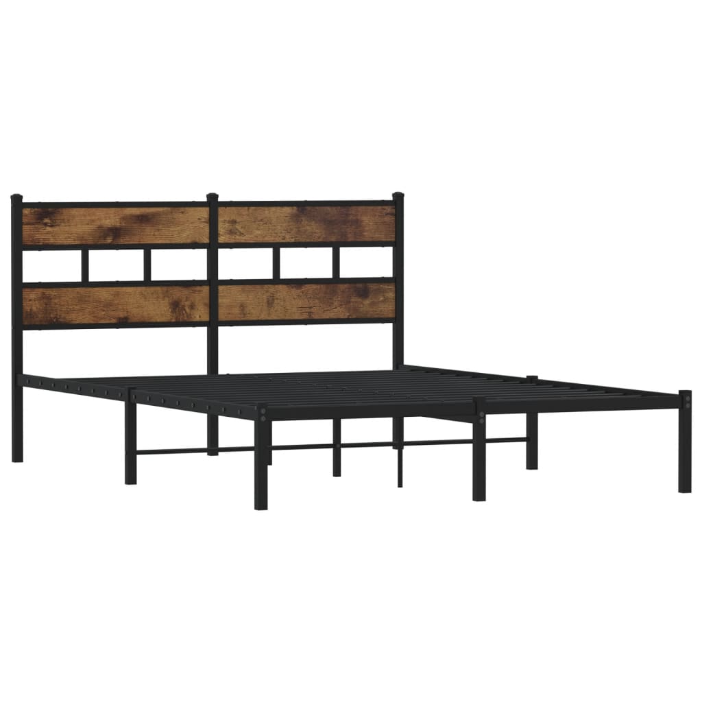 Cadre de lit en métal sans matelas chêne fumé 150x200 cm - XIOS