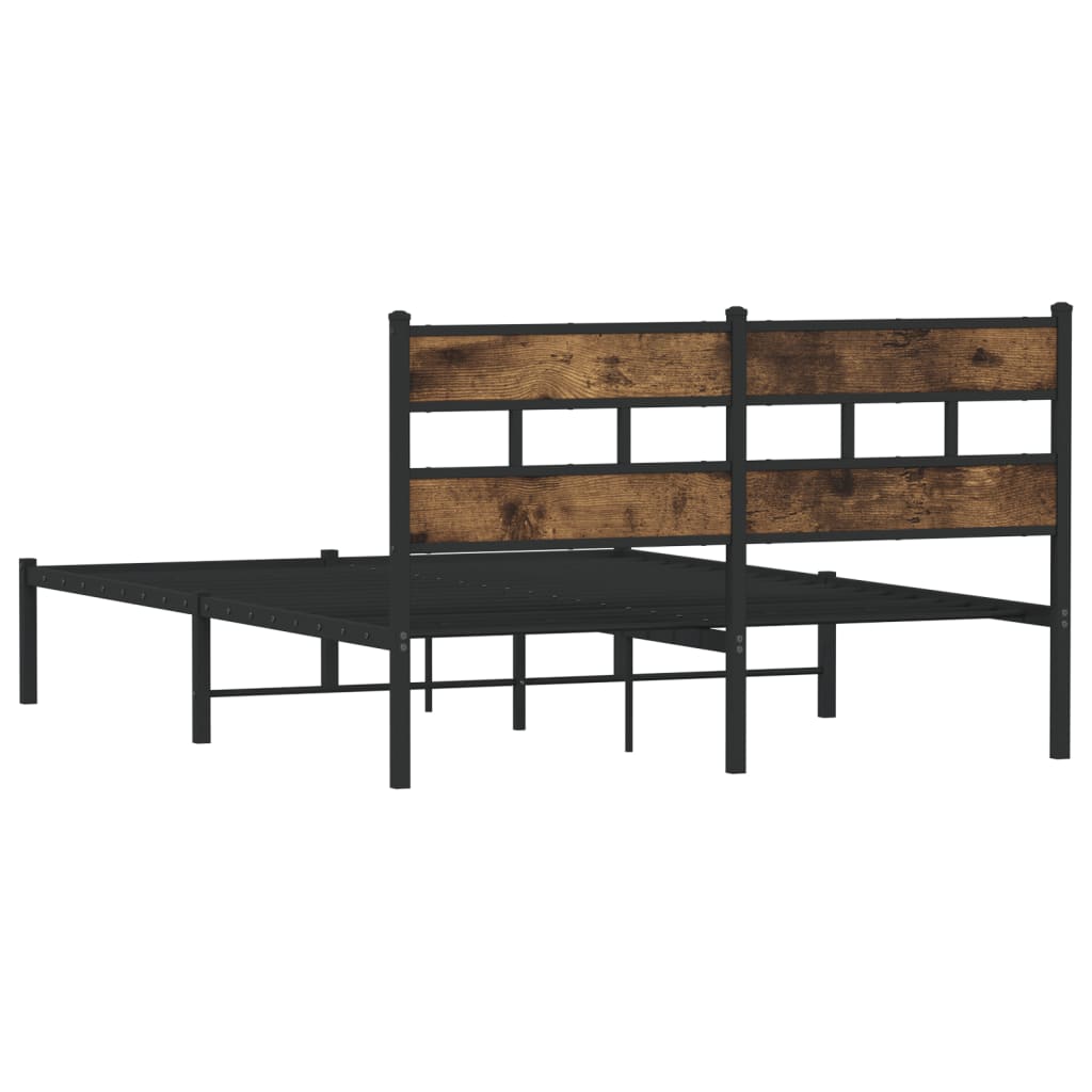 Cadre de lit en métal sans matelas chêne fumé 150x200 cm - XIOS