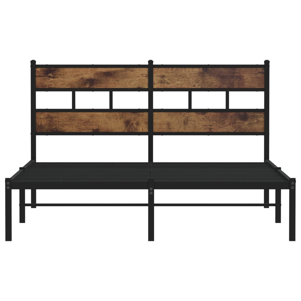 Cadre de lit en métal sans matelas chêne fumé 160x200 cm - XIOS