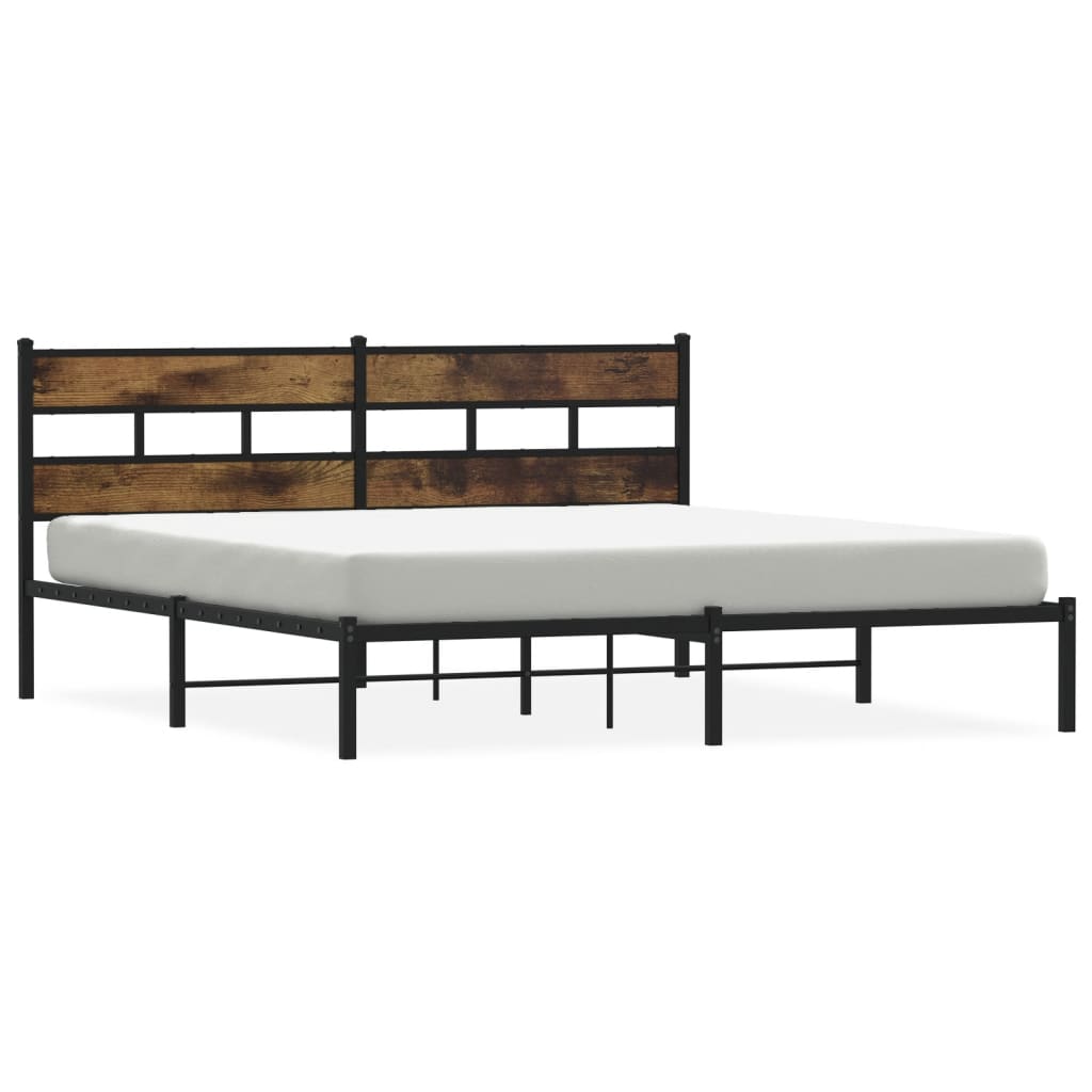 Cadre de lit en métal sans matelas chêne fumé 200x200 cm - XIOS