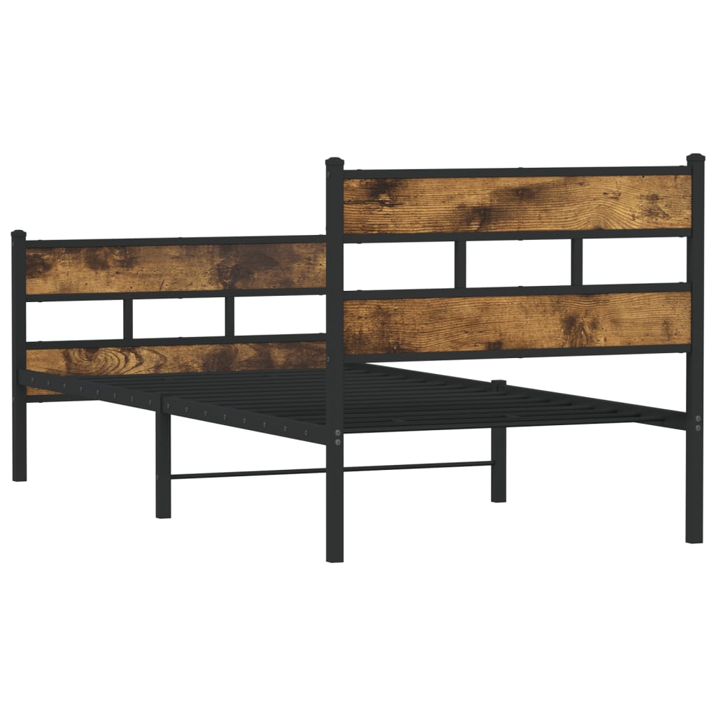 Cadre de lit en métal sans matelas chêne fumé 75x190 cm - XIOS