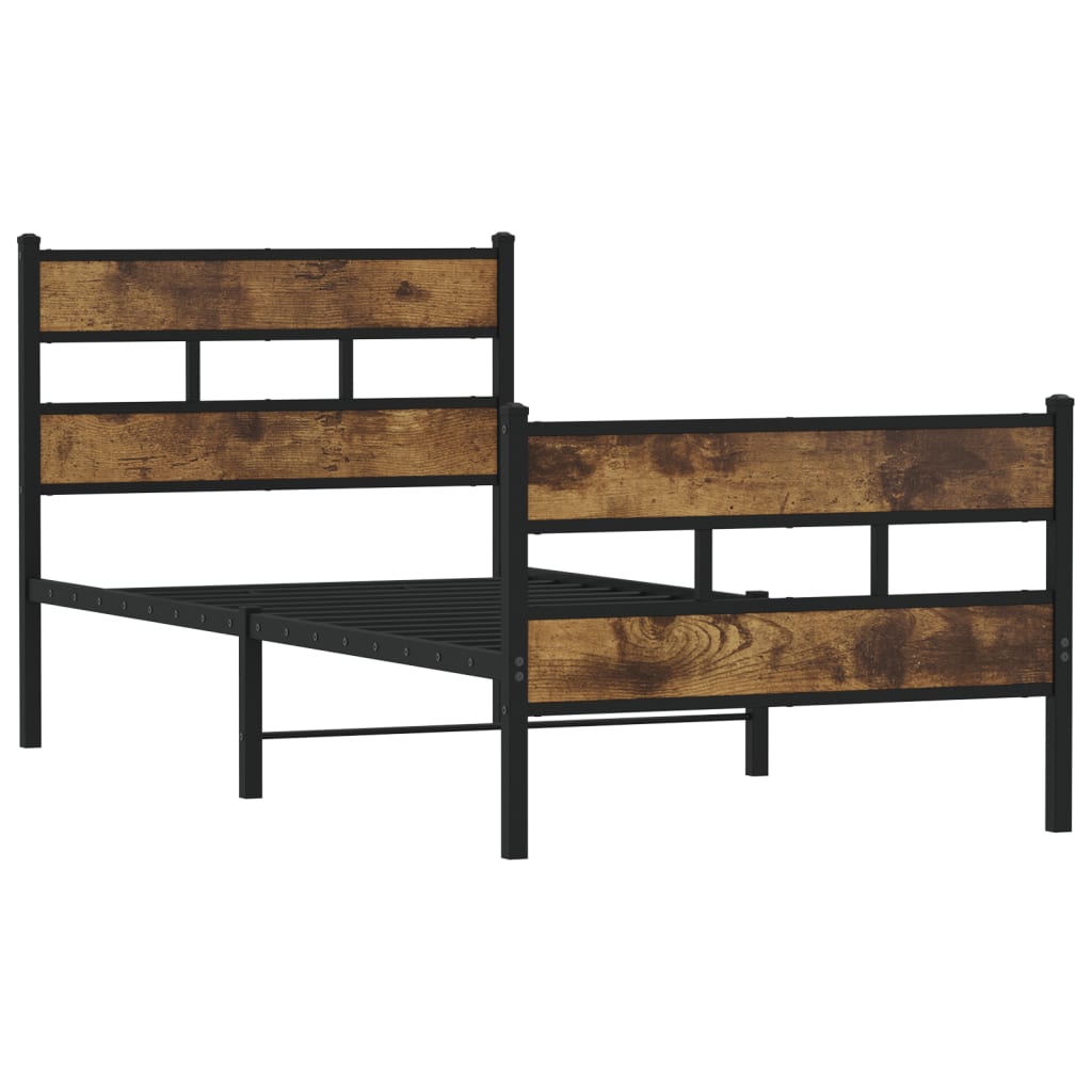 Cadre de lit en métal sans matelas chêne fumé 90x190 cm - XIOS