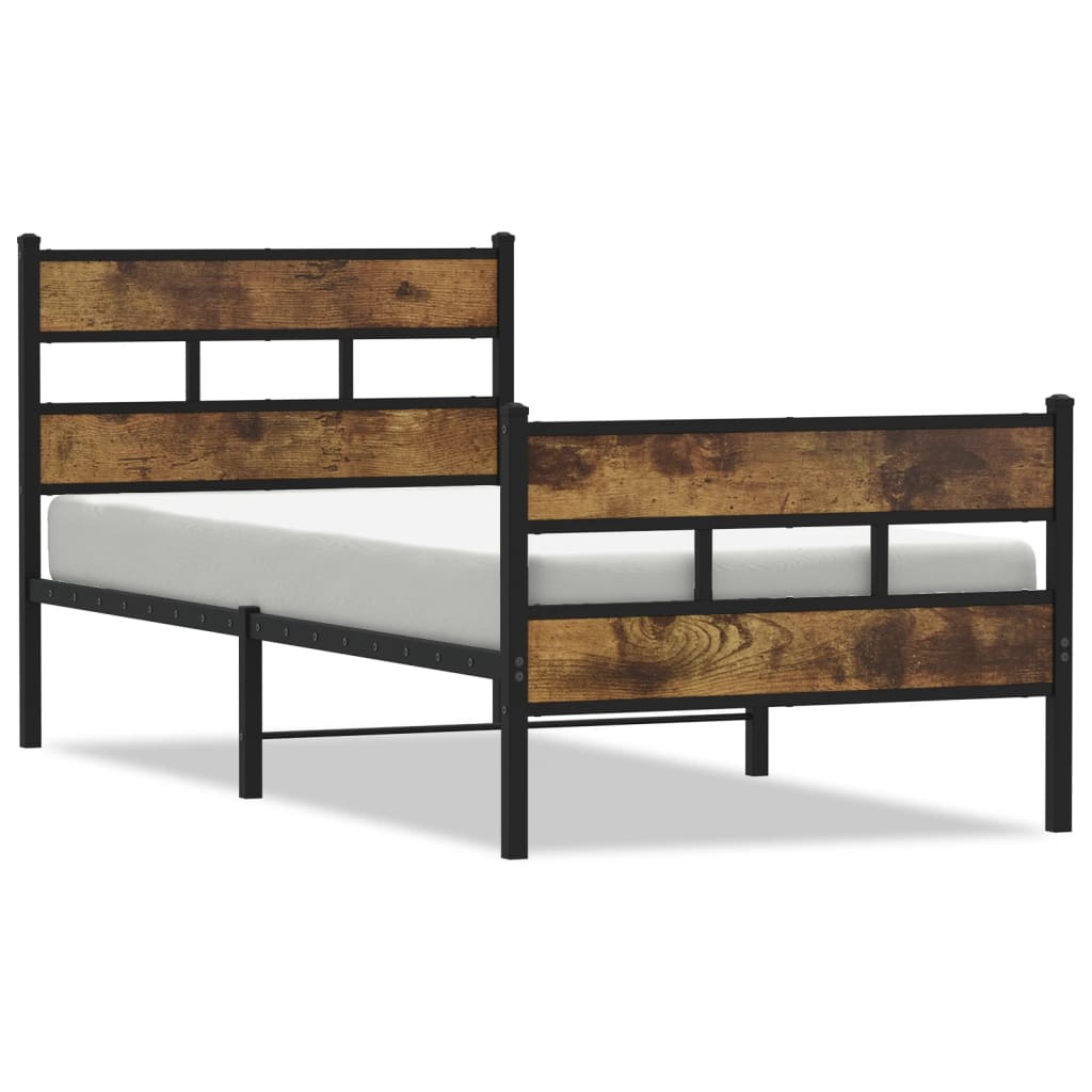 Cadre de lit en métal sans matelas chêne fumé 100x200 cm - XIOS