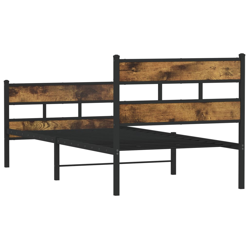 Cadre de lit en métal sans matelas chêne fumé 107x203 cm - XIOS