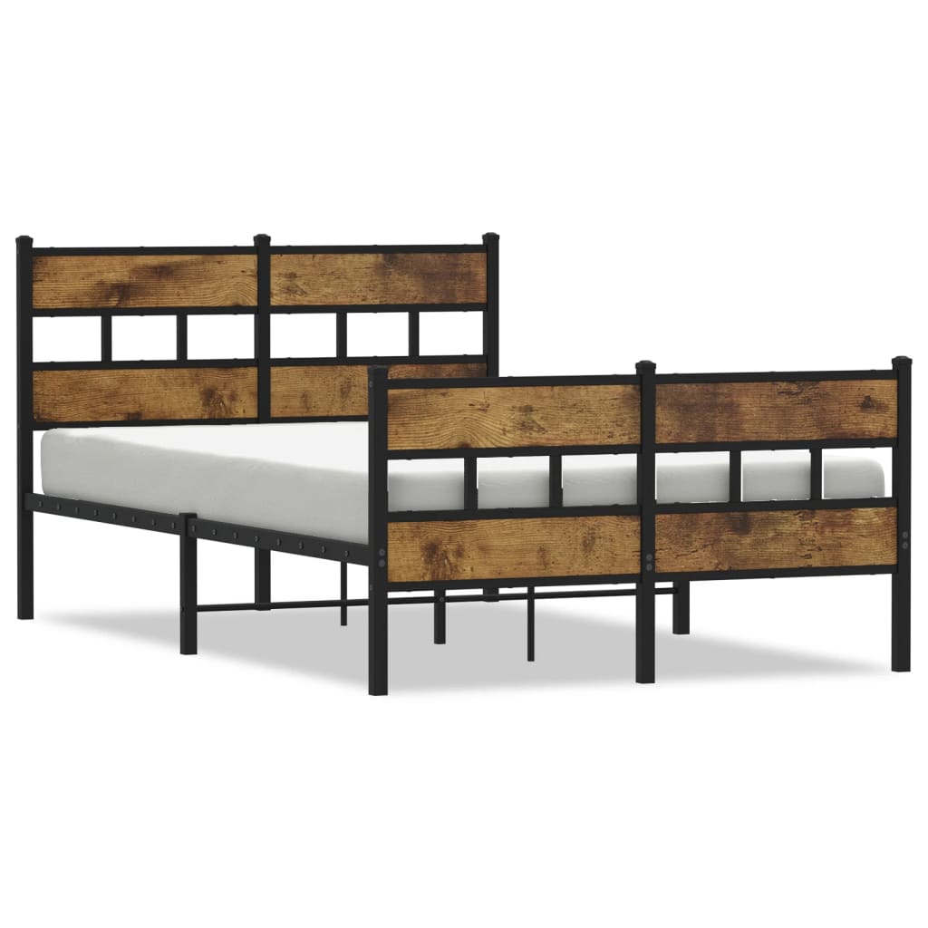 Cadre de lit en métal sans matelas chêne fumé 120x190 cm - XIOS