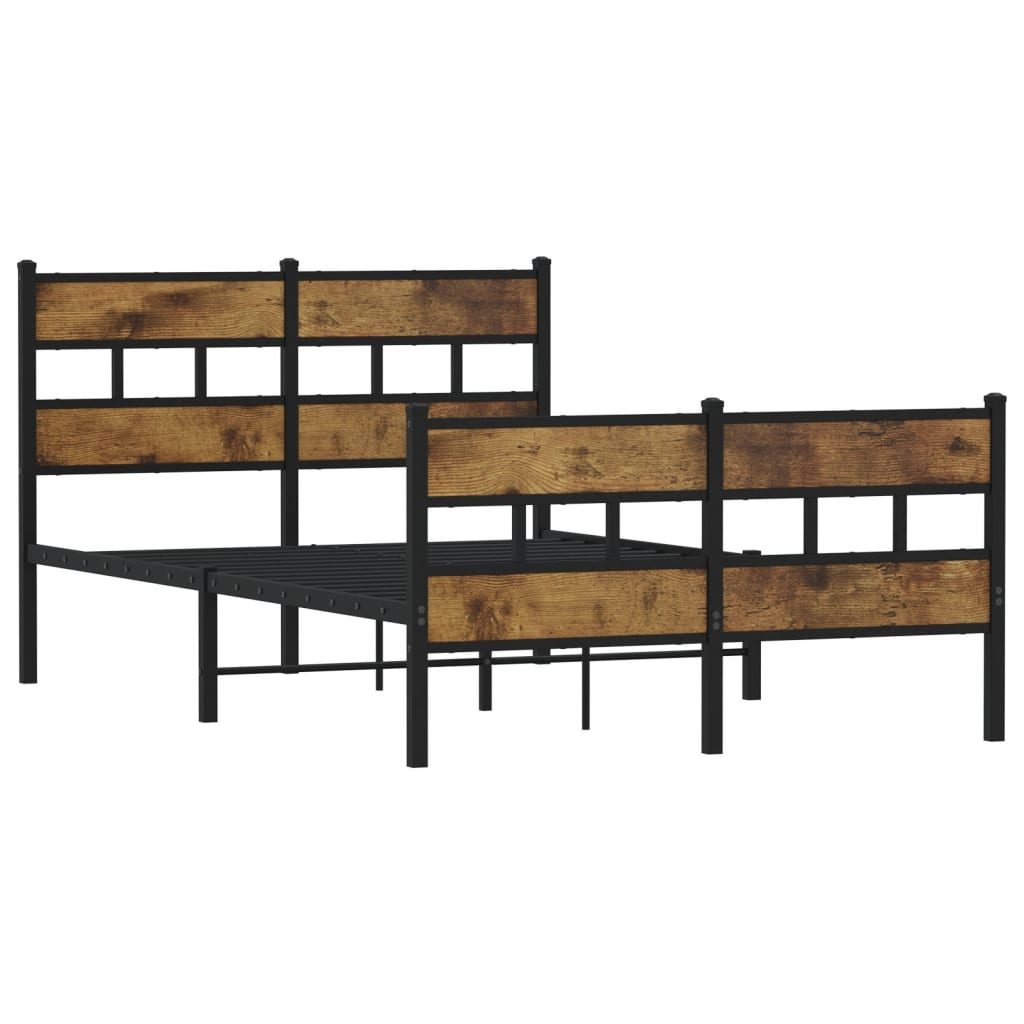 Cadre de lit en métal sans matelas chêne fumé 120x190 cm - XIOS