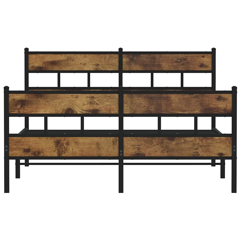 Cadre de lit en métal sans matelas chêne fumé 135x190 cm - XIOS